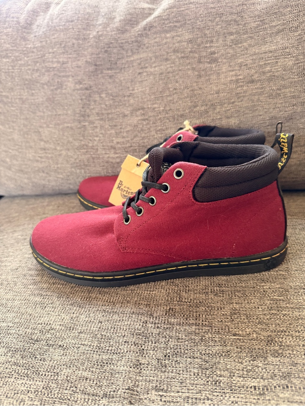 Dr. Martens Men’s Canvas Belmont Boots in Old Oxblood/Black